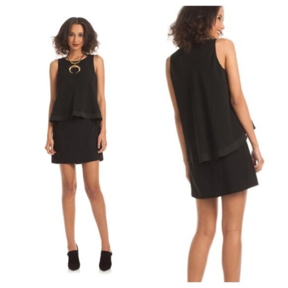 NEW Trina Turk Alaina Carmel Crepe Tiered Black Dress Sz 0 - Picture 2 of 15